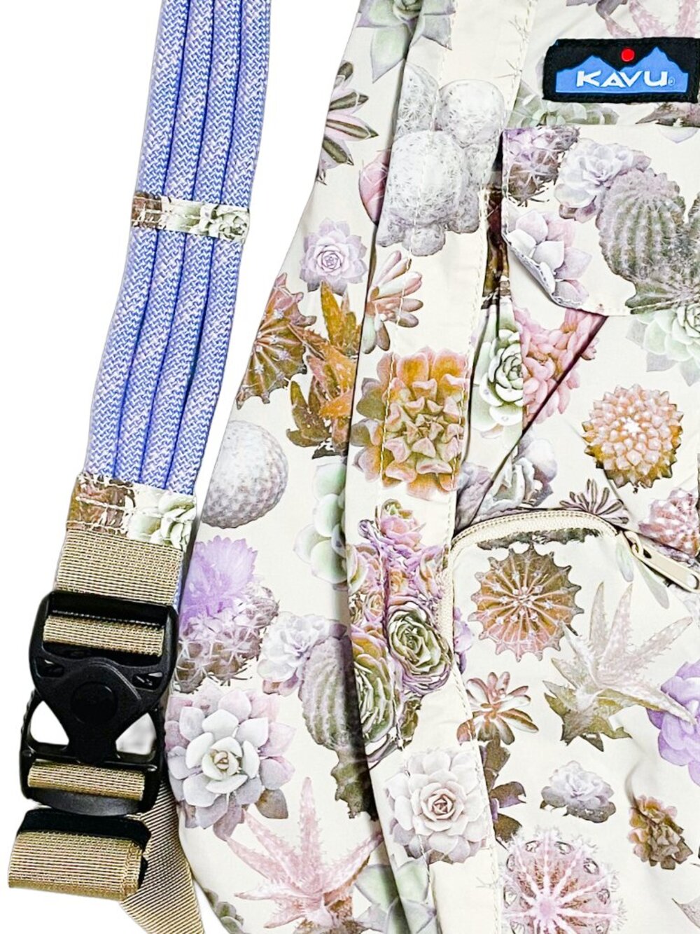 KAVU Rope Sack Succulents Sling Bag Floral Cactus Crossbody Backpack NWT - Picture 5 of 12
